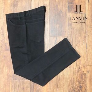 1円/LANVIN COLLECTION/50サイズ/国産デニム パンツ ストレッチ 伸縮 無地 ポケット刺繍 ロック モード 新品/黒/ブラック/hf150/