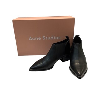 アクネスタジオ（Acne Studios）ジェニー レザー アンクルブーツ ブラック 37(24cm）牛革 【中古】KB-8779