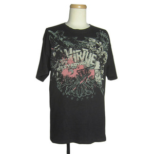 Virtue プリントTシャツ ティーシャツ ブラック 黒色 メンズ Lサイズ 古着 USED ユーズド tee tシャツ #n-179