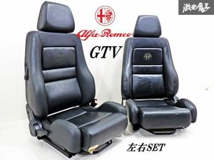 アルファロメオ 純正 GTV フロント シート ドライバーズシート アシスタントシート 運転席 助手席 シートレール 付き 2脚 黒革 レザー 棚42