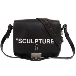 美品 オフホワイト SCULPTURE FLAP 2WAY ショルダーバッグ OWNA011S19423069 レザー ブラック 0928 OFF-WHITE