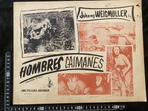 メキシコ版オリジナルロビーカード cannibal attack 1954 HOMBRES CAIMANES ワニ男 ジョニー・ワイズミュラー Johnny Weissmuller 映画