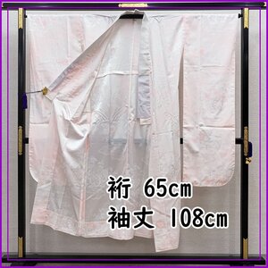 ☆振袖用長襦袢 /裄65袖丈108/ 半衿付☆美品 407u11