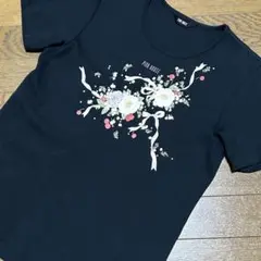 ピンクハウス PINKHOUSE Ｔシャツ黒白薔薇リボンさくらんぼホワイトローズ