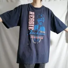 90s USA製 MLB プロ野球選手 バックプリント Tシャツ ネイビー XL