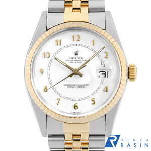 ロレックス デイトジャスト 16013 ホワイト アラビア ボイラーゲージ 72番 中古 メンズ 腕時計