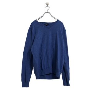 J.CREW ウール ニット セーター L ブルー ジェイクルー Vネック 古着卸 アメリカ仕入 a504-5194