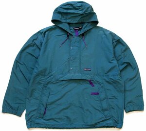 ★90s patagoniaパタゴニア バギーズプルオーバー ナイロンパーカー 青緑★アノラック オールド ビンテージ アウトドア オーバーサイズ