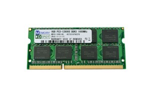 SODIMM 8GB PC3-12800 DDR3-1600 204pin SO-DIMM Macメモリー 5年保証 相性保証付 番号付メール便発送