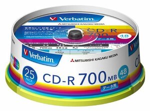 三菱化学メディア Verbatim CD-R 700MB 1回記録用 48倍速 スピンドルケース 25枚パック ワイド印