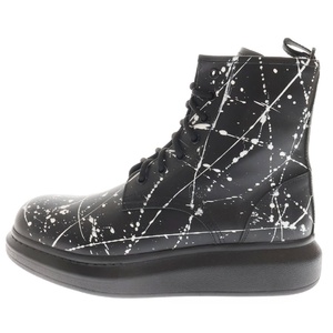 Alexander McQueen アレキサンダーマックイーン Paint Race Up Boot ペイントスプラッターレースアップブーツ ブラック 645902