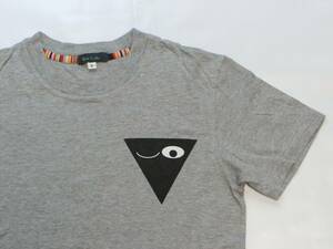 ★Paul Smith ポール・スミス　グレー杢で胸に▼のプリントが付いた半袖Tシャツ S★