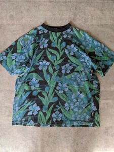 90s OLD STUSSY 花柄 T SHIRT L 黒タグ 初期 アーカイブ ステューシー USA製 80s ヴィンテージ アメリカ Tee スケート Tシャツ 