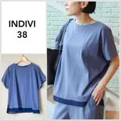 0965【美品♪】INDIVI ◆【洗える】ヘムデザイン半袖ブラウス