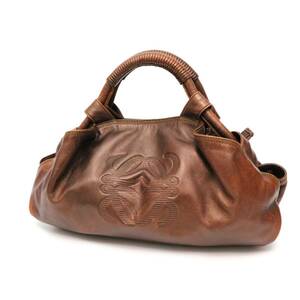 ロエベ ナッパアイレ ハンドバッグ レザー 本革 茶 ブラウン brown ブロンズ LOEWE