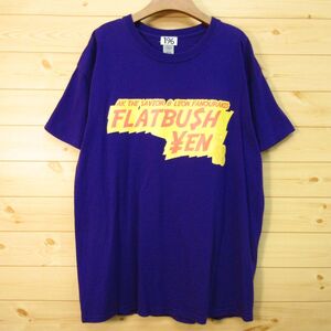 ◎FLATBU$H ¥EN / AKTHESAVIOR & Leon Fanourakis 横浜とフラットブッシュ融合 1%◆Tシャツ ヒップホップ◆メンズ 紫 Lサイズ◆A2018