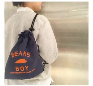 BEAMS BOY ロゴショッパー　巾着リュックサック エコバッグ　オフホワイト