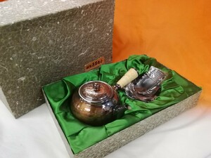 g_t X047 ☆飛鳥堂 純銅製 茶器セット 純銅 銅製 茶器 和食器 工芸品 【未使用保管品】