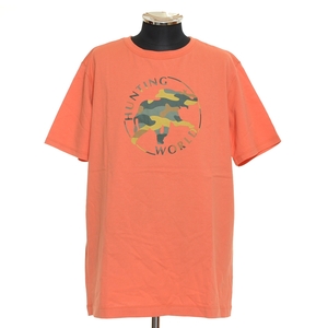 ●485670 未使用品 HUNTING WORLD ハンティングワールド ●Tシャツ 半袖 カモフラージュロゴ 23TS02 サイズXL メンズ サーモン オレンジ