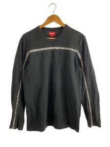 Supreme◆17SS/Tape Stripe L/S Pique Top/Tシャツ/M/コットン/ブラック