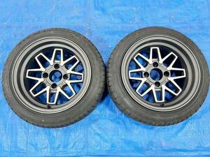 AE86に！AME fatlace（ファットレース）15×8.5J 4H PCD114.3 オフセット -6　タイヤ ATR 195/50R15 未使用付き　2本セット　中古品〇