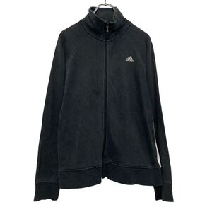 adidas プリント スウェット トレーナー アディダス レディース L ブラック フルジップ 古着卸 アメリカ仕入 a609-5077