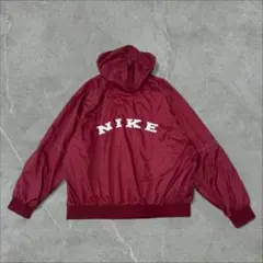 90s NIKE ナイキ 白タグ 刺繍ロゴ ナイロンパーカー XL ボルドー