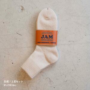 JAMオリジナルソックス 2P 生成り クルーソックス フルタイル 25-27cm /jam1478