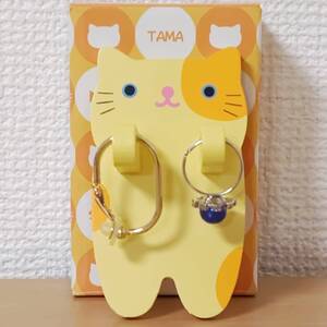 アクセサリー掛け木製2連キーフック鍵ねこ招き猫タマcatsネコ鍵掛け黄色イエローTAMAプチギフト収納インテリア猫雑貨ねこ雑貨ネコグッズ