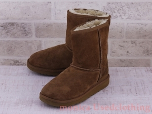 MA337◆キッズ【UGG オーストラリア】シープスキンブーツ ショート 茶 ブラウン 22㎝ 