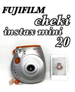 【動作確認済 完動品】FUJIFILM フジフィルム instax mini 20 インスタントカメラ cheki チェキ オレンジ 作例あり