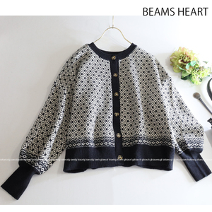 タグ付き新品♪ビームスハート BEAMS HEART ★大人可愛い♪配色ジャガードニットカーディガン