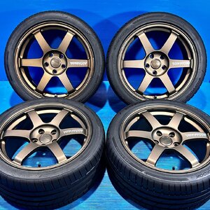 美品 RAYS レイズ ボルクレーシング TE37 SAGA 18in 8.5J+42 5H114.3 ハンコック S1evo3 245/40R18 24年製 IS GS GRヤリス WRX STI S4 等