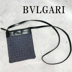 ◆正規品/鑑定済◆ BVLGARI ブルガリ　ショルダーポーチ　ロゴマニア　デニム ショルダーバッグ メンズ