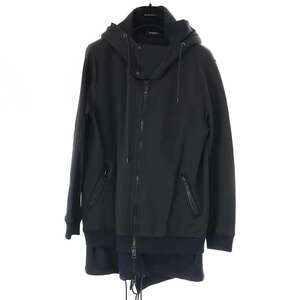 GIVENCHY ジバンシィ 12AW レイヤードデザインジップアップロングパーカー 12F 7234 656 ブラック M ITE5AGEC8TPJ