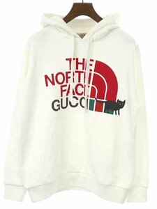 GUCCI×THE NORTH FACE グッチ ノースフェイス キャットプリントスウェットパーカー ホワイト XS ITQROSQ7G73O