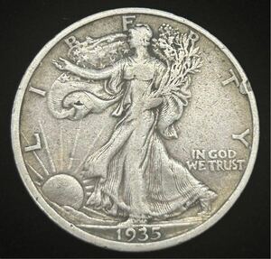 アメリカ 銀貨 リバティコイン ウォーキングリバティ 1935年 50セント ハーフダラー HARF DOLLAR 古銭 硬貨 0y ④