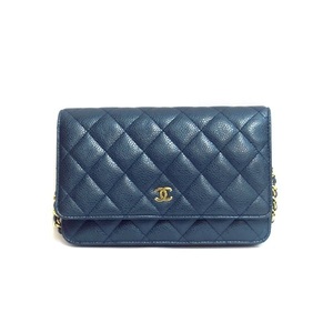 CHANEL シャネル A33814 キャビアスキン マトラッセ チェーンウォレット 【極美品】【代引不可】【送料無料】中古品 used A