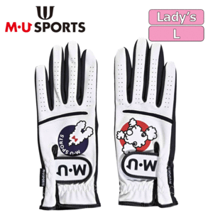 【レディース】M・U SPORTS トンネルモチーフ 両手グローブ 703J6800【MUスポーツ】【ホワイト】【Lサイズ】【GolfGlove】