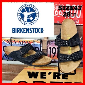 新品　BIRKENSTOCK　ビルケンシュトック　ピラミッドスタッズ　スエードレザー　アリゾナ　サンダル　43 28㎝　ブラック　黒