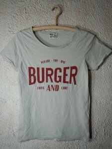 to6093　BUGER　NICOLE CLUB　179/WG　ニコル　クラブ　レディース　半袖　tシャツ　オールドプリント加工　デザイン　人気　送料格安