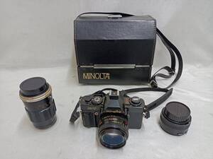 QAZ13313★ミノルタ　MINOLTA オールドフィルムカメラ　X-7 レンズ2本　ケース付き　付属品有　MD ROKKOR 50mm　TELE ROKKOR-QD　135mm