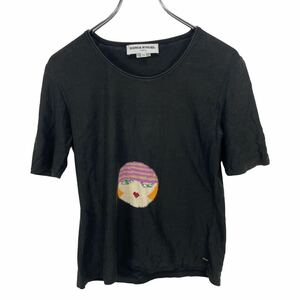 SONIA RYKIEL ソニアリキエル　レディース　ブラック　刺繍デザイン　半袖 Tシャツ トップス