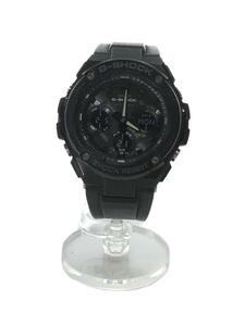 CASIO◆ソーラー腕時計・G-SHOCK/デジアナ/ラバー/BLK/BLK