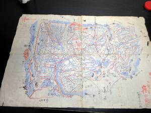 ★0352明治期ぐらい山梨県古地図「甲斐国絵図（仮題）」1点/東山梨郡七里村（甲州市）の記載がある/古書古文書/手書き