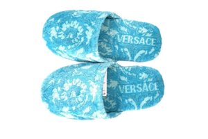 ヴェルサーチ ベルサーチ バロッコ スリッパ アズール+プリント サイズM 約25cm 新品 VERSACE ZSLB00009 1A08851 2VD10