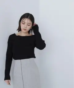 【NATURAL BEAUTY BASIC】デコルテラインリブニット