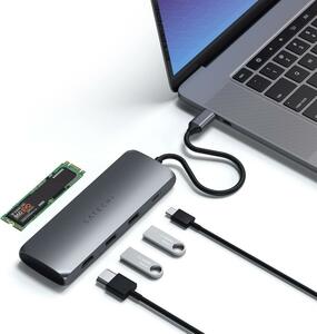 Satechi ハイブリッド USB-Cハブ ブラック M.2 SATA SSDスロット 4K M2/ M1 MacBook Pro/Air, M2/ M1 iPad Pro/Air, M2 Mac Mini, iMac M1