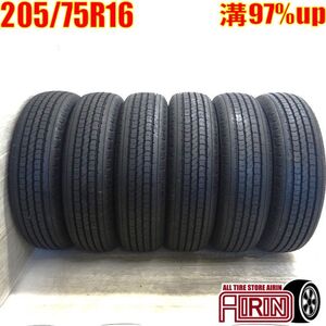 中古タイヤ 205/75R16 113/111L ダンロップ SP355K サマータイヤ 6本セット エルフ 中古 16インチ