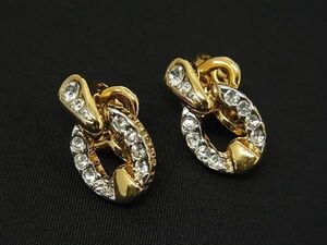 ■美品■ NINA RICCI ニナリッチ ラインストーン クリップ式 イヤリング アクセサリー レディース ゴールド系 DG2816